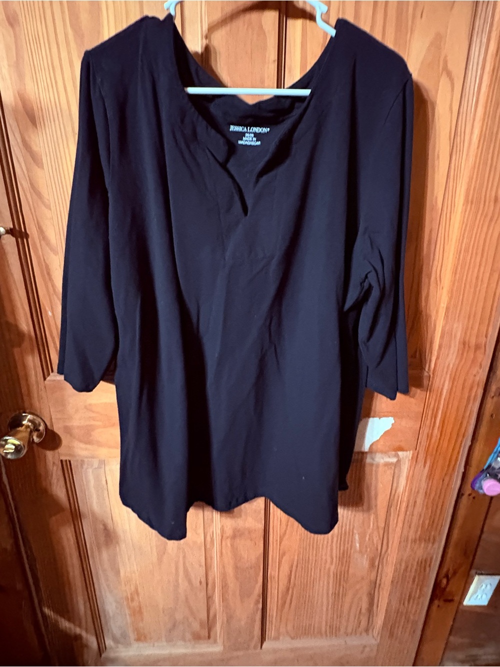 Jessica London Black Long Sleeve V-Neck Tunic Top